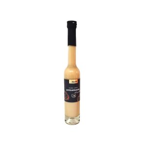 Im Focus: Helle 200ml Glasflasche mit Schraubverschluss, gefüllt mit Apfelstrudellikör