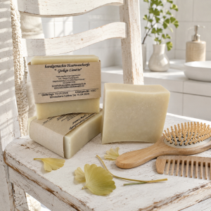 Im Focus: 3 quadratische helle Haarseifen Ginkgo Limette