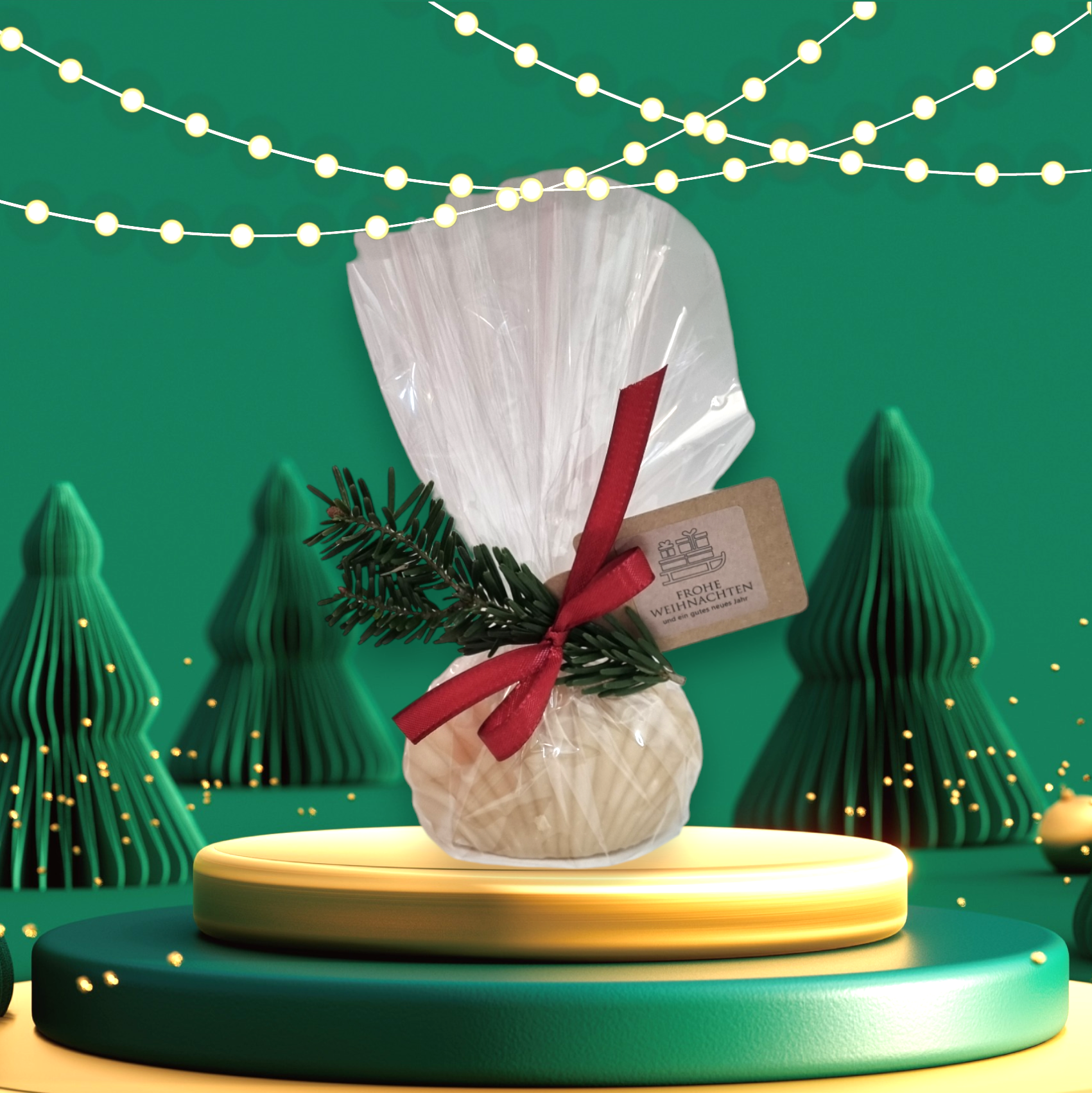 Olivenölseife Zimtäpfelchen Muschel weihnachtlich verpackt
