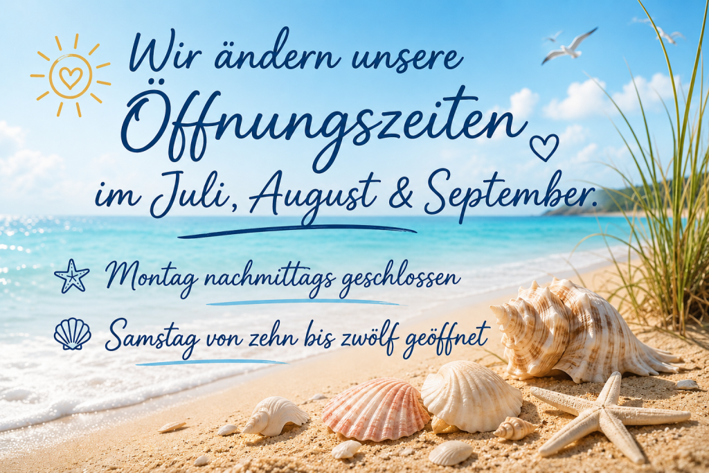 Geänderte Öffungsezeiten: Montag nachmittag geschlossen Samstag von 10h bis 12h geöffnet